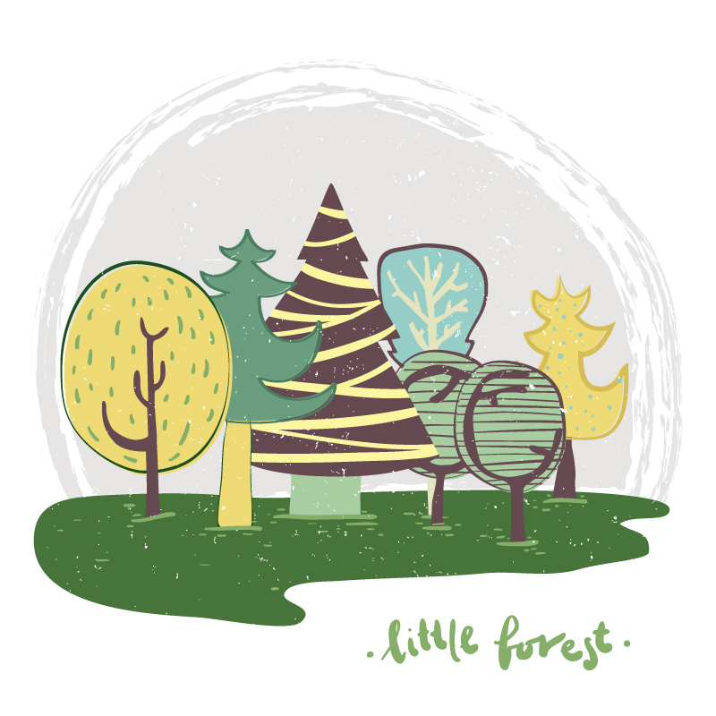 Cartoon background vector material grove
