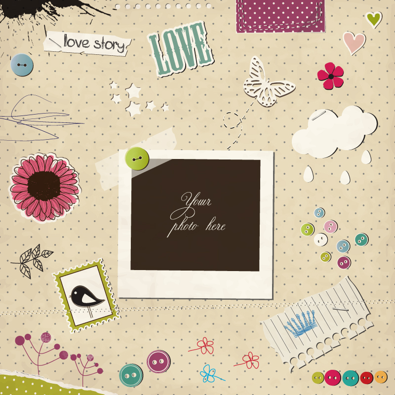 Vintage Polaroid photo background vector material
