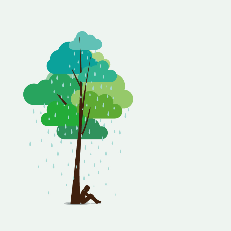 Rainy afternoon illustrator vector material