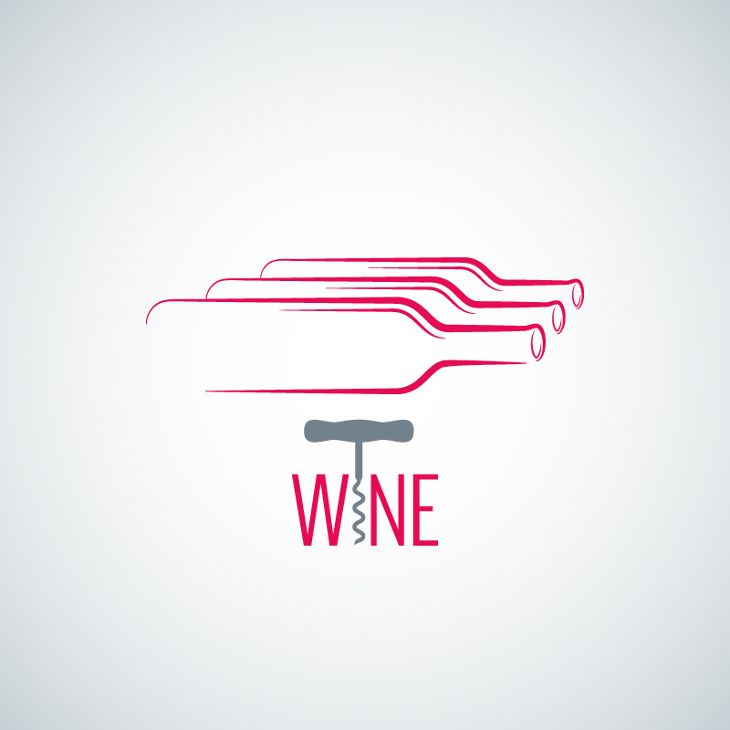 Creative logo and bottle wine list vector material