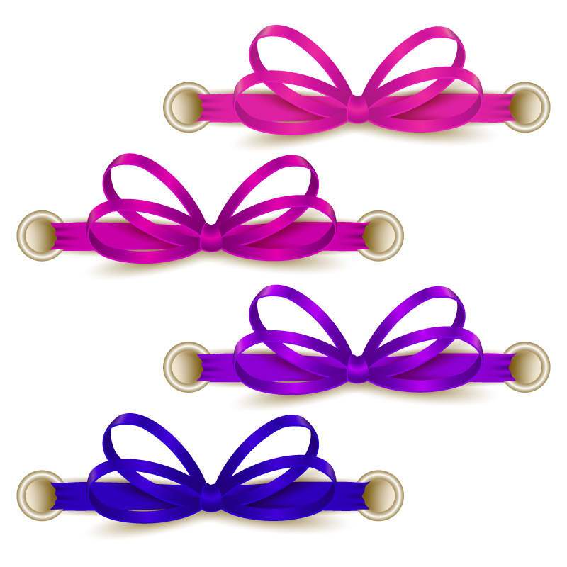 4 color ribbon bow vector material
