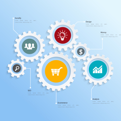 Creative business gear illustration vector map