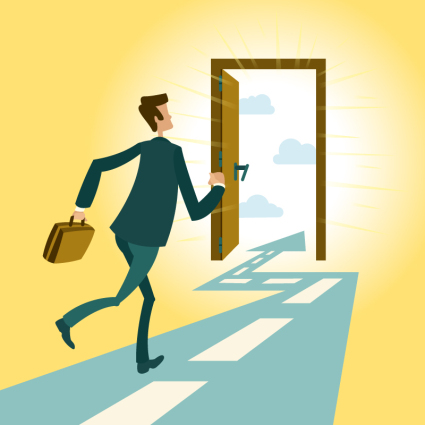 To the door of the business man vector map