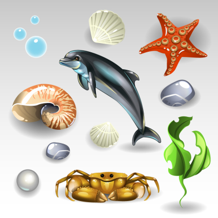 11 cartoon marine element vector material