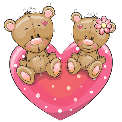 Bears love couple sitting on a vector
