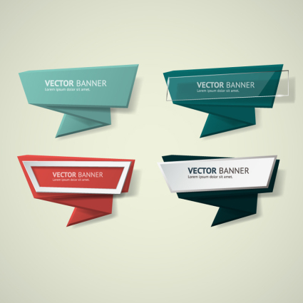 4 geometric paper banner Vector