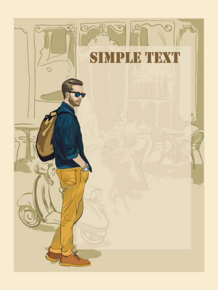 Fashion sunglasses man background vector material