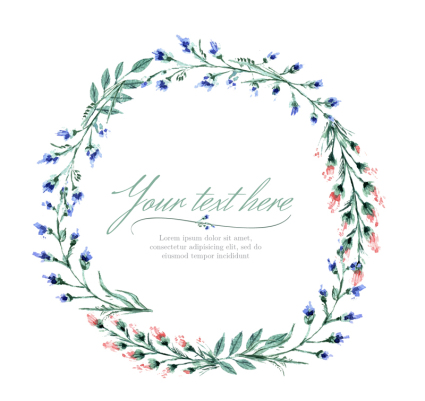 Elegant watercolor purple and red garland vector material