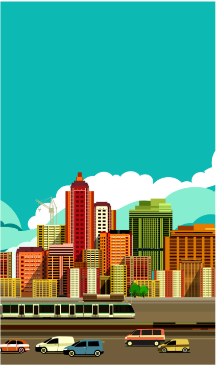 Color urban architecture illustration vector material