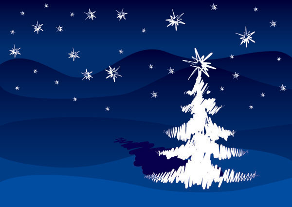 Hand-painted brush strokes Christmas tree vector material
