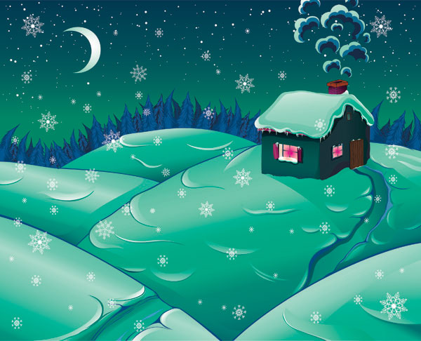 Cartoon Snow Moonlight 