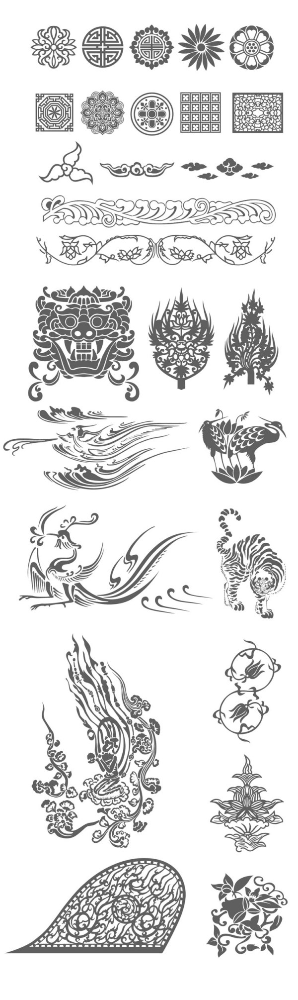 Traditional pattern set vector material