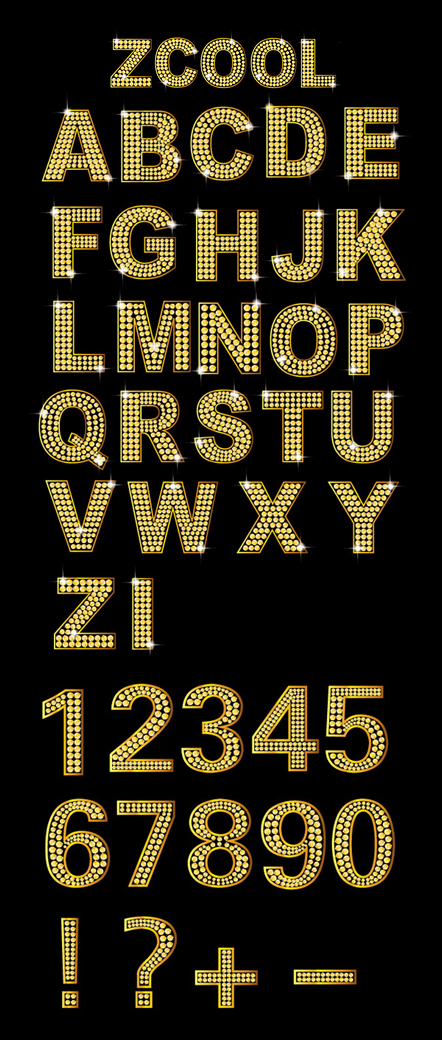 Diamond English and digital vector material (gold)