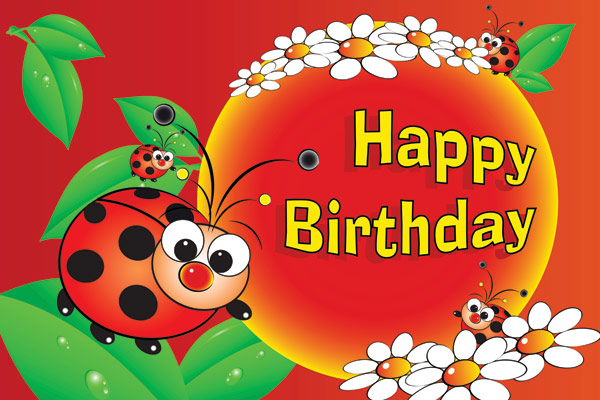 Figure lovely birthday greeting vector material
