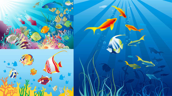 Beautiful underwater world vector material