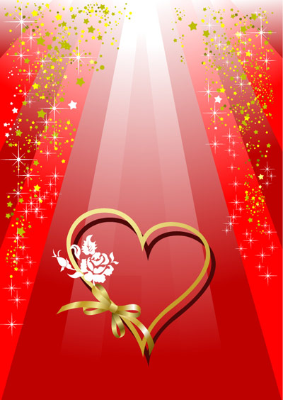 Valentine's day ribbon heart-shaped and colorful background vector of material
