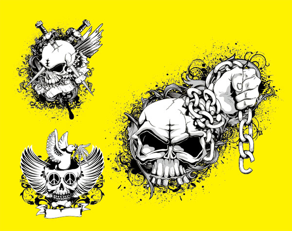 Skull tide T pattern vectors
