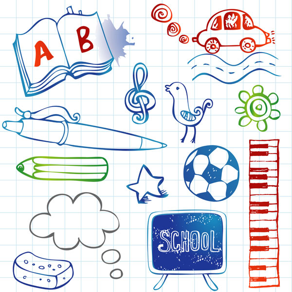 Children's painting graffiti vector of material
