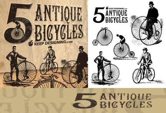 Vector old European bicycle