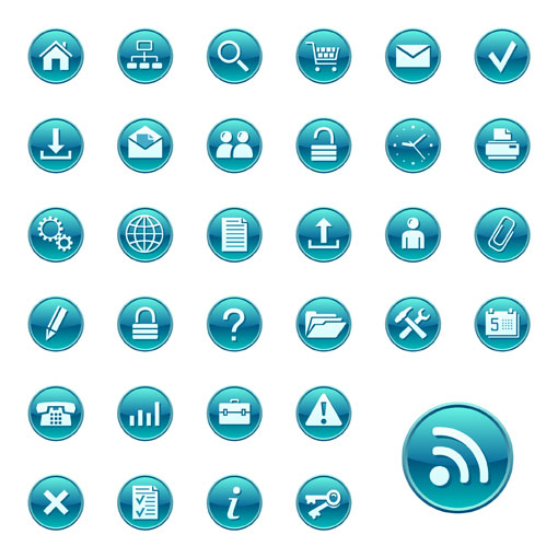 Simple blue circle icon vector material