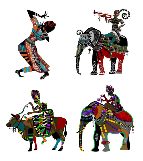 Ethnic customs fine decorative painting series II Vector