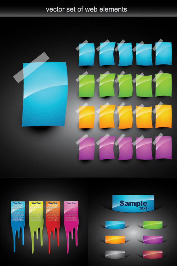 Web Design colorful decorative elements vector material