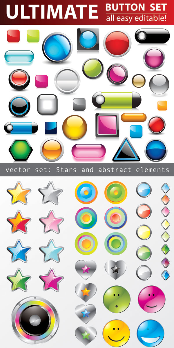 All kinds of crystal texture of three-dimensional icon