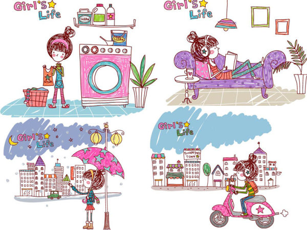Girl's life Vector