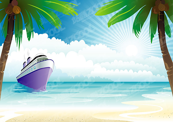 Cruise on the ocean vector