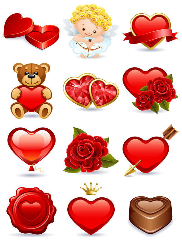 Romantic love element vector material