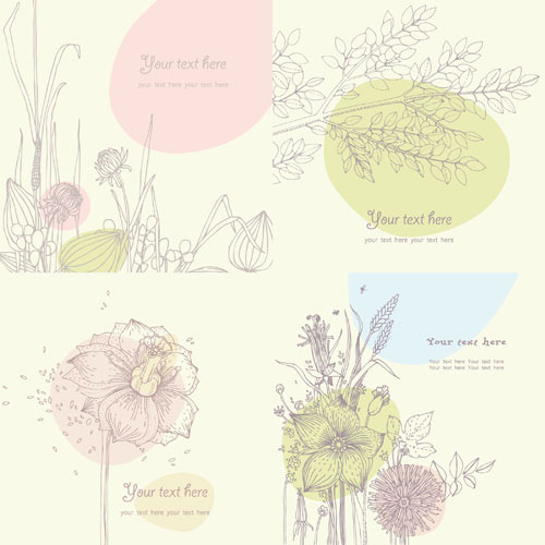 Vector line drawing floral