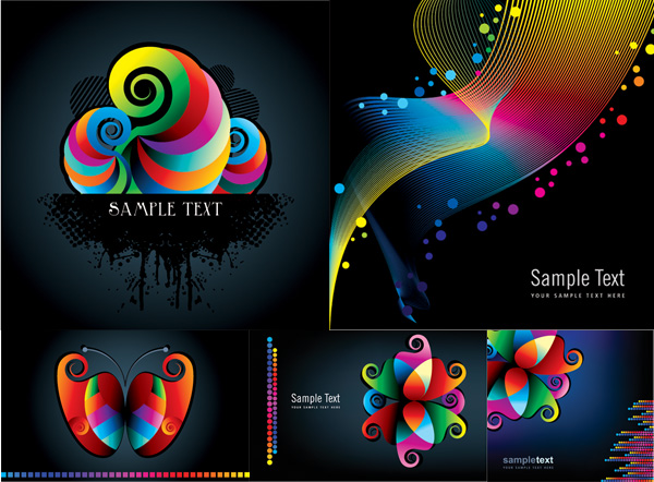 Colorful patterns and lines vector material