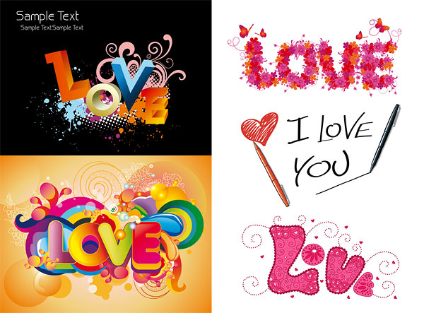 Colorful love pattern vector material