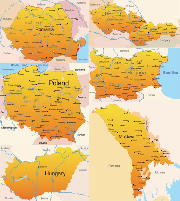 Eastern Europe geographical map - vector material