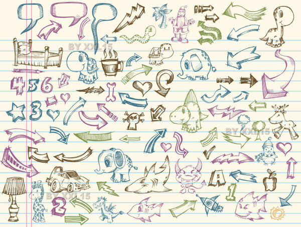 Collection of hand-drawn elements of vector -1