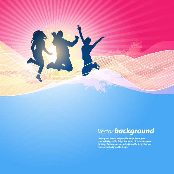 Dynamic trend of the flow line figure silhouette 02-- vector material