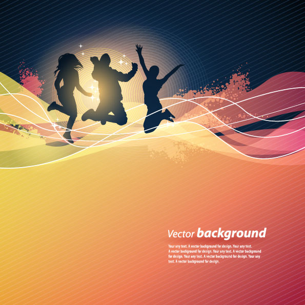 Dynamic trend of the flow line figure silhouette 03-- vector material
