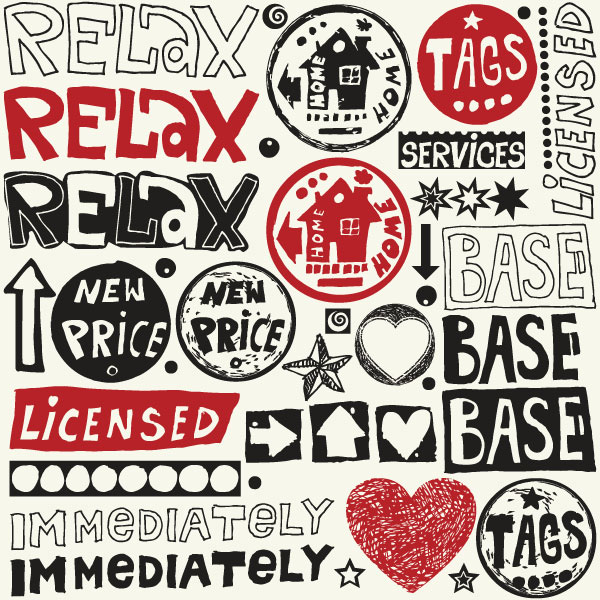 Hand-painted pattern vector material -2