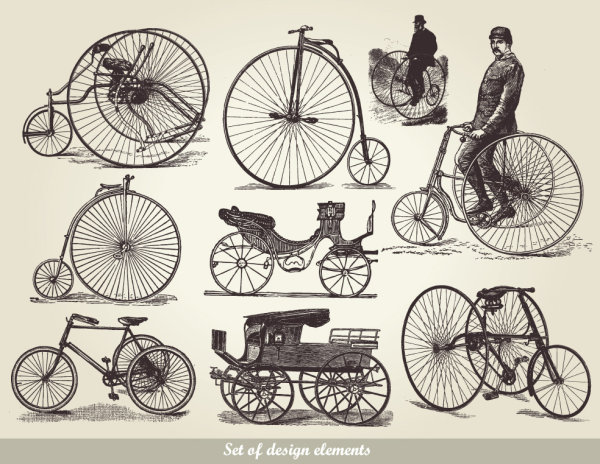 European-style old-fashioned means of transport 01 - Vector