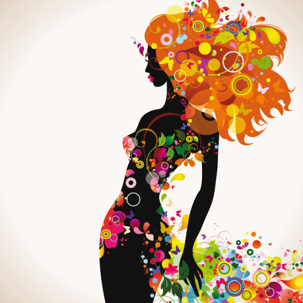 Fashionable beauty silhouette 02 - vector