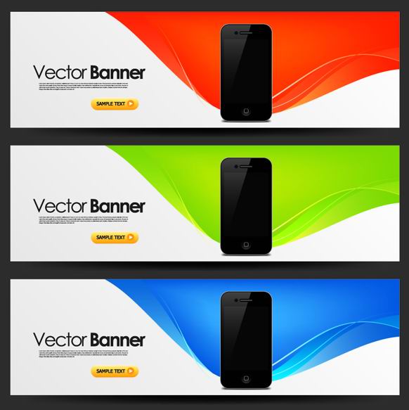 Mobile banner design trend pattern vector material -2