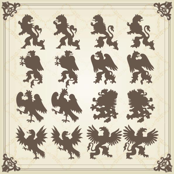 European gorgeous retro design 02-- vector material