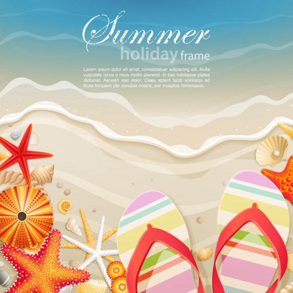 Shells and starfish material 04 - vector