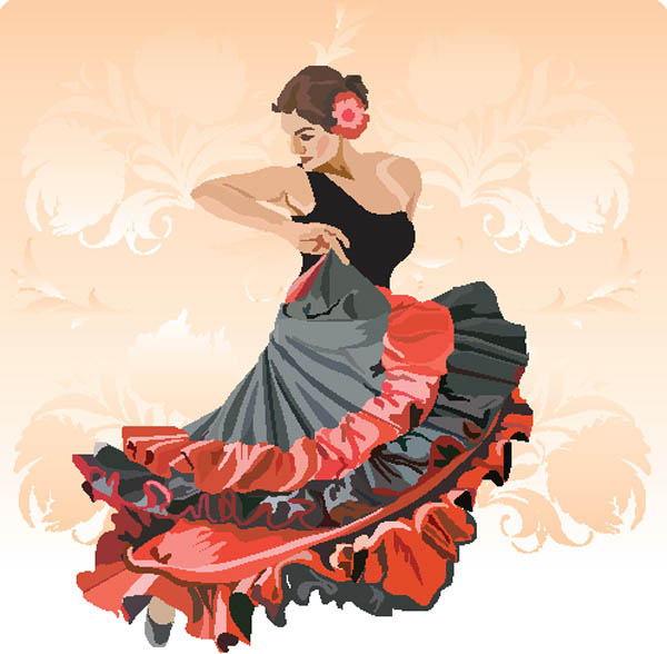 Exquisite cartoon dancer 01 - vector