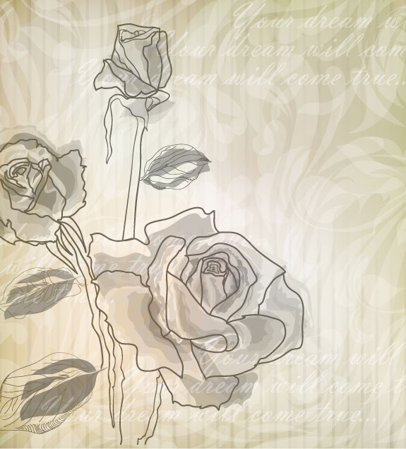 Elegant rose pattern background 04-- vector material