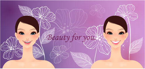 Cartoon beauty background 01 - vector material