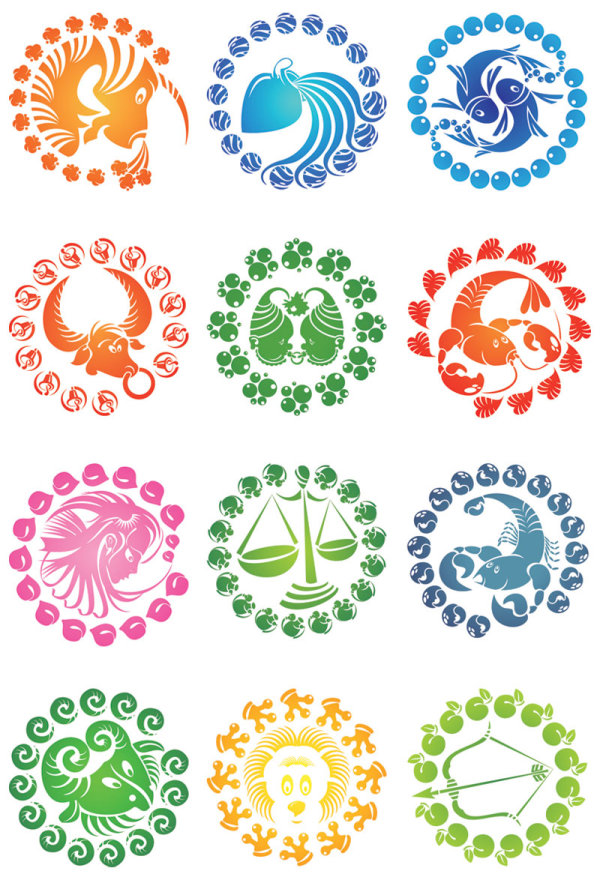 Twelve constellations of the creative icon - vector