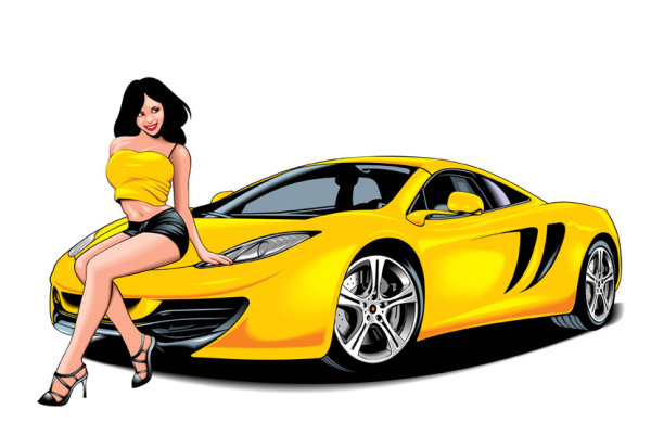 Sexy beautiful girl with sports car -03