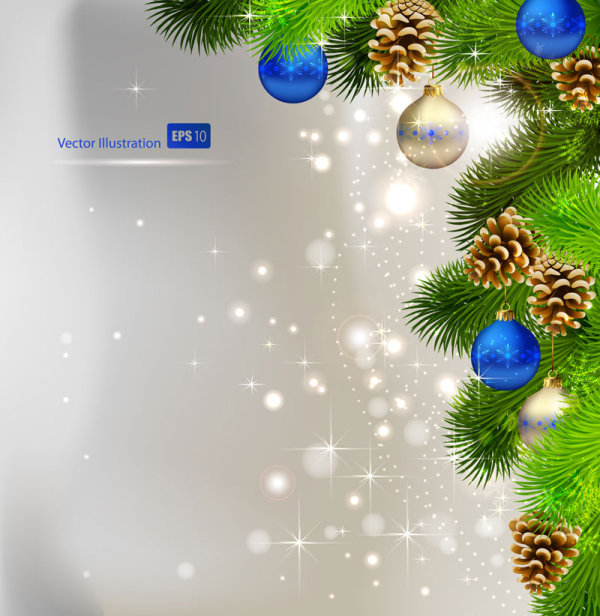 The exquisite Christmas ball background 01 - vector material