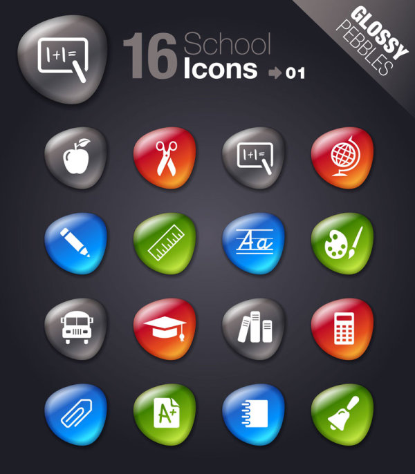 Smooth soft stone icon 04 - vector material